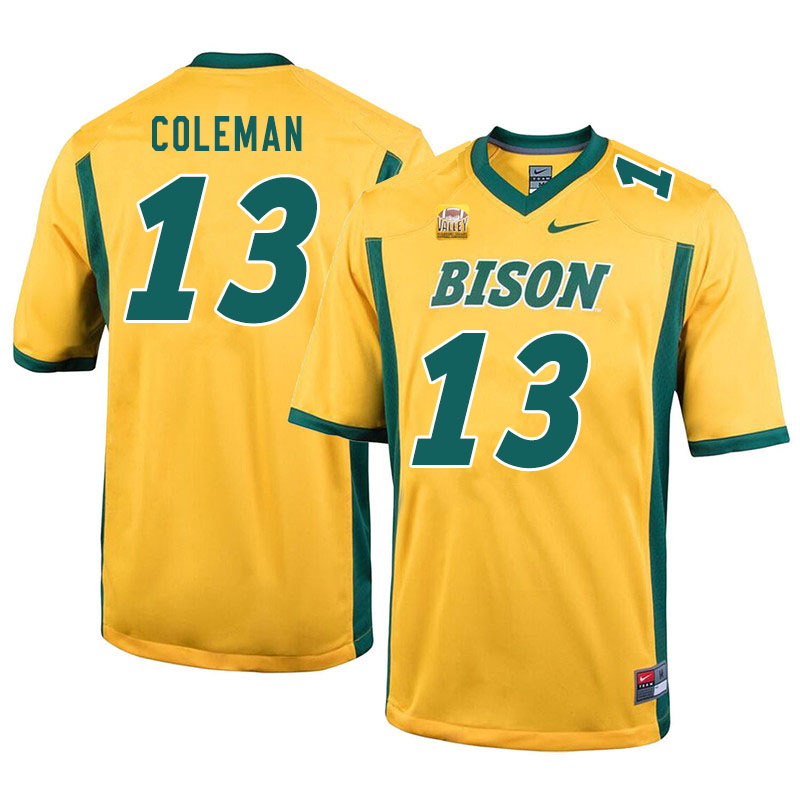 Men #13 Anthony Coleman North Dakota State Bison College Football Jerseys Sale-Yellow - Click Image to Close